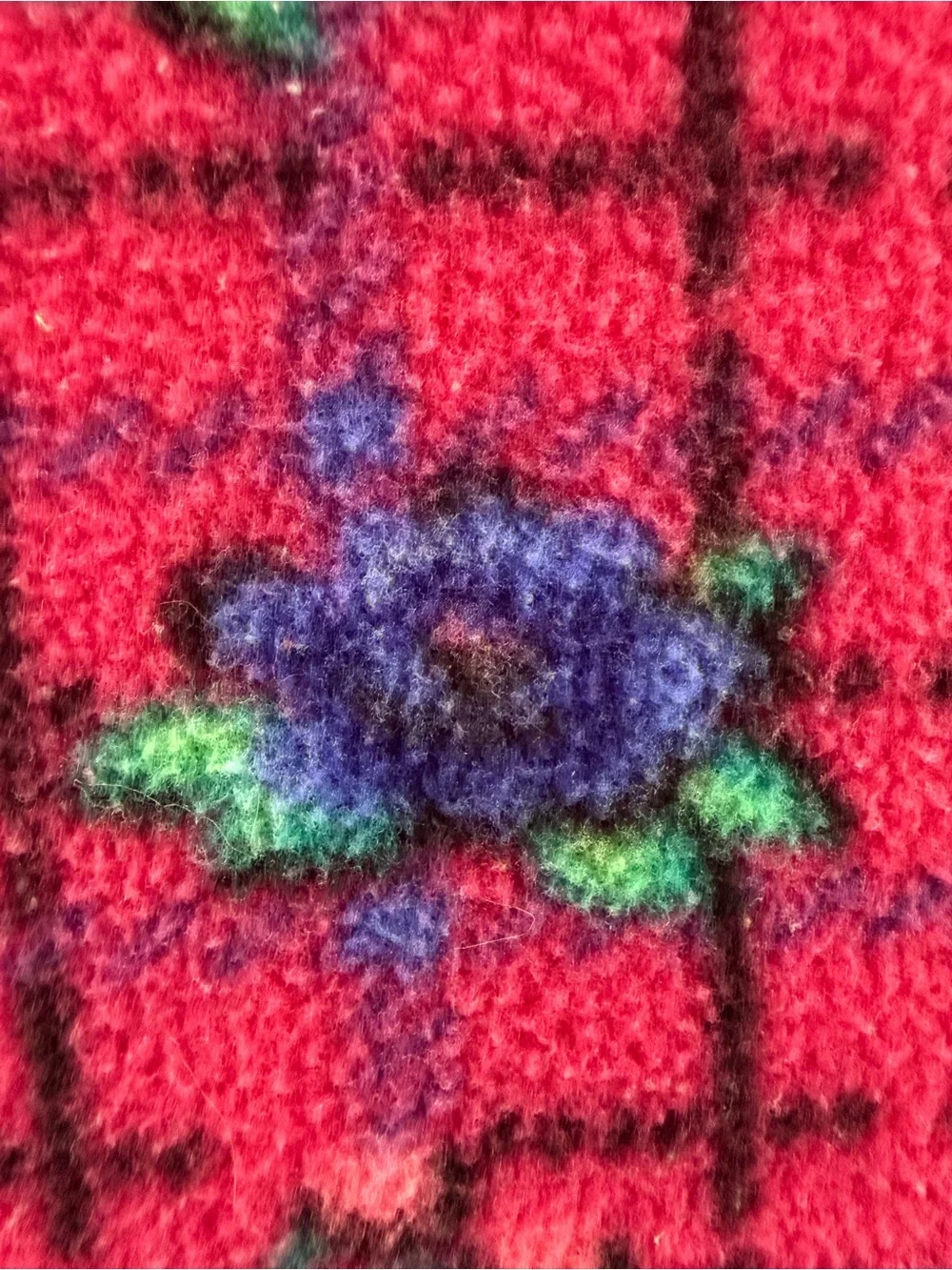 Vintage 80s 90s Oshkosh Fleece Floral Sweater Pink Blue - Girls Sz 5 Made in USA